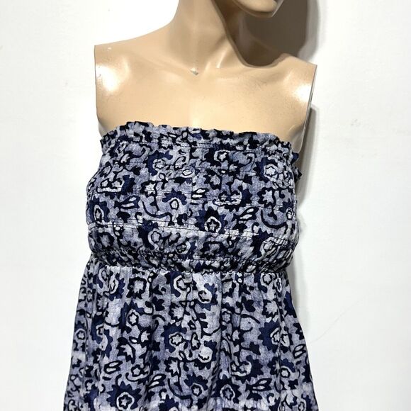 Faherty Women’s Blue Margarita Strapless 100% Linen Maxi Dress Size S Small - Picture 3 of 10